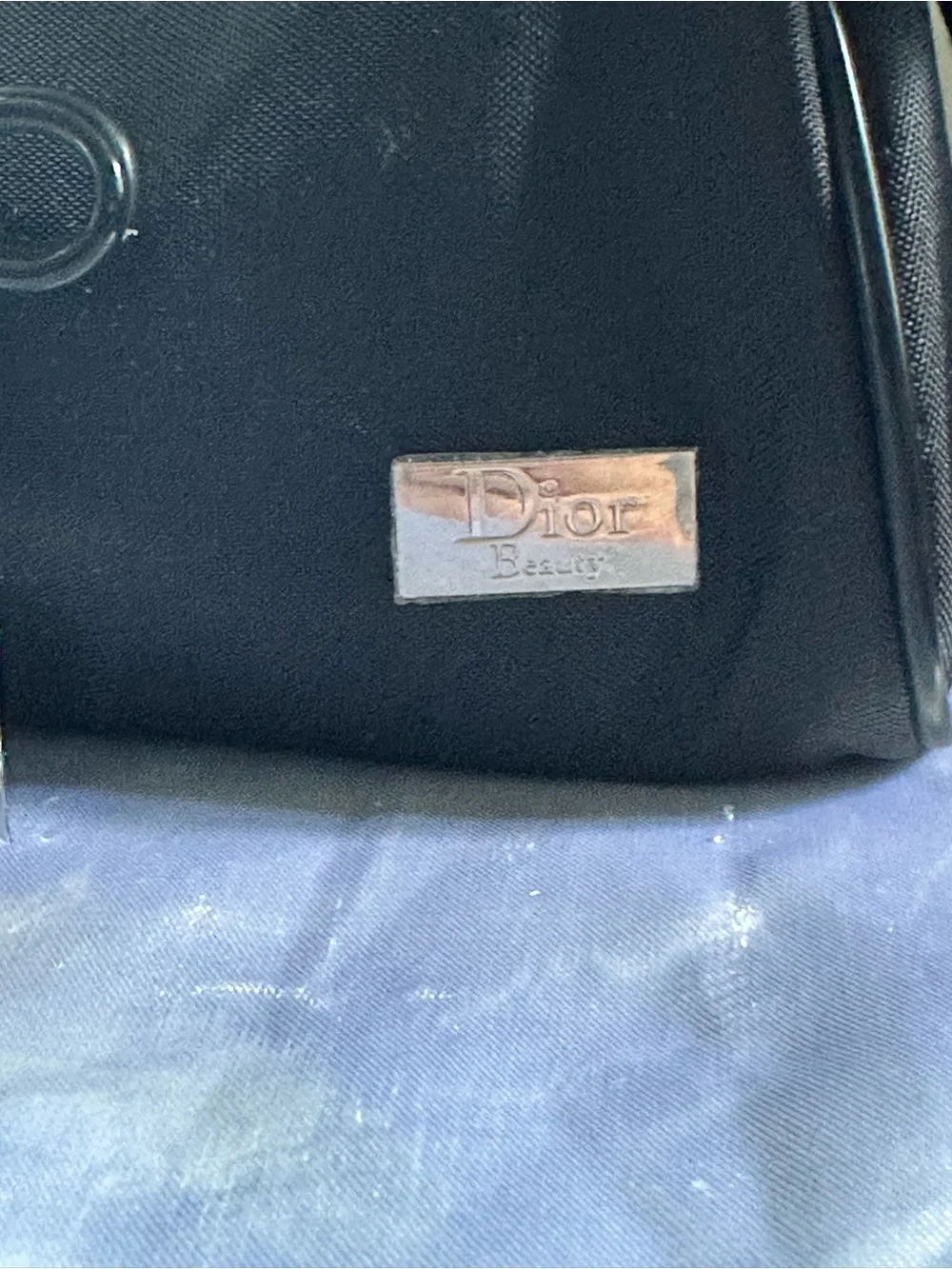 Dior Black Cosmetic Pouch with Bow Accent
